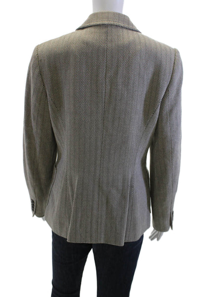 Michael Michael Kors Women Beige Herringbone Cotton Blazer Size 8