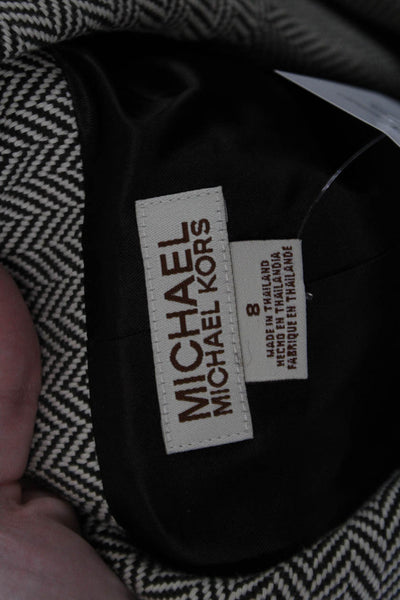 Michael Michael Kors Women Beige Herringbone Cotton Blazer Size 8