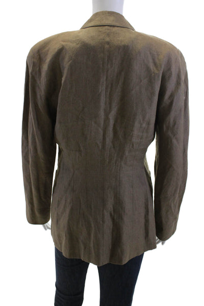 Escada Margaretha Ley Women Linen Floral Blazer Brown Button Size 38