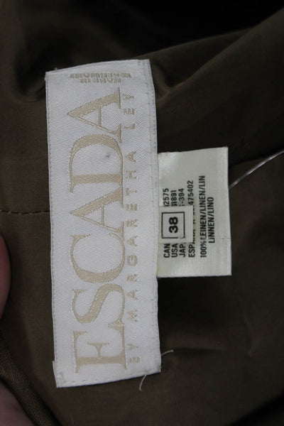 Escada Margaretha Ley Women Linen Floral Blazer Brown Button Size 38