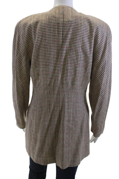 Escada Margaretha Ley Womens Beige Checked Blazer Long Sleeve Size 38