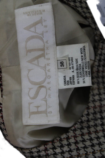 Escada Margaretha Ley Womens Beige Checked Blazer Long Sleeve Size 38
