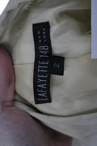 Lafayette 148 New York Women Silk Button Blazer 3/4 Sleeve Beige Size 2