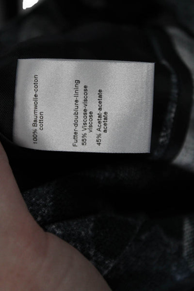 Akris Punto Women Black Cotton Blazer Collared Zip Geometric Size 6