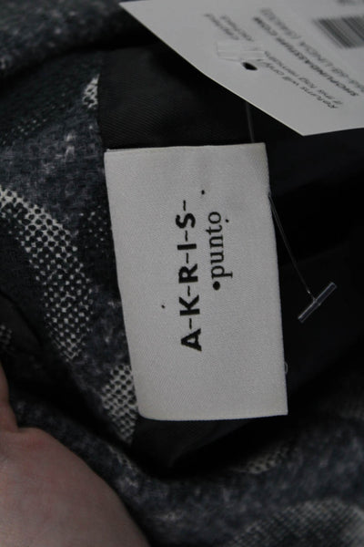 Akris Punto Women Black Cotton Blazer Collared Zip Geometric Size 6