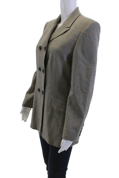 Laurel Womens Plaid Wool Cashmere Blazer Collared Long Sleeve Gray Size 36