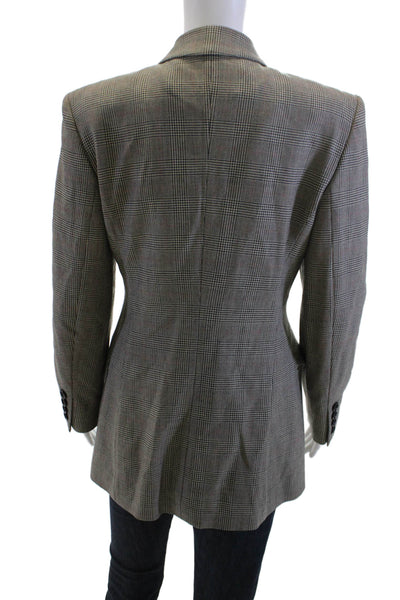 Laurel Womens Plaid Wool Cashmere Blazer Collared Long Sleeve Gray Size 36