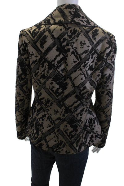 Lafayette 148 New York Womens Beige Argyle Collared Blazer Long Sleeve Size 4