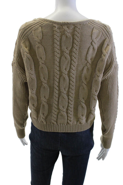 J Crew Women V-Neck Long Sleeve Pullover Sweater Beige Size S