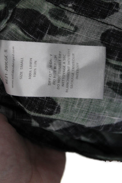 Solid & Striped Women Cropped Camo Linen Button Up Longsleeve Size S
