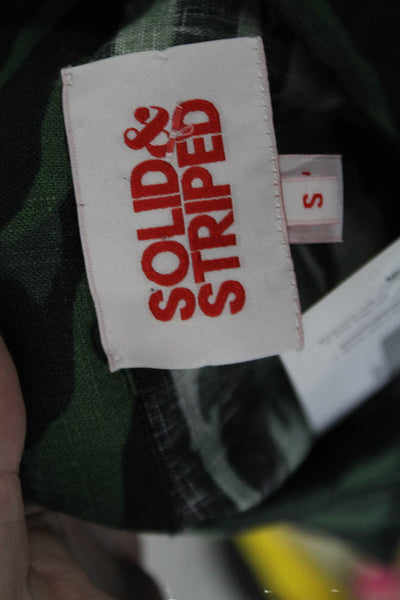 Solid & Striped Women Cropped Camo Linen Button Up Longsleeve Size S