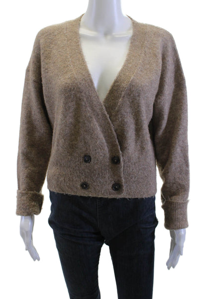 Zara Unisex Brown V-Neck Button Cardigan Long Sleeve Size S