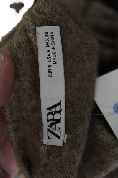 Zara Unisex Brown V-Neck Button Cardigan Long Sleeve Size S
