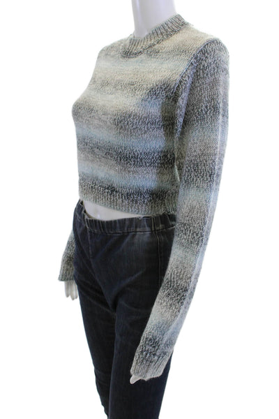 NIA Unisex Gray Striped Crew Neck Long Sleeve Pullover Size M