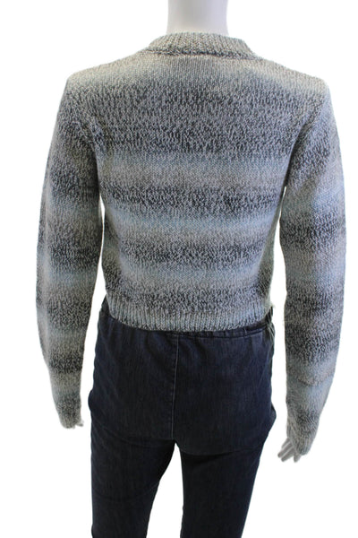 NIA Unisex Gray Striped Crew Neck Long Sleeve Pullover Size M
