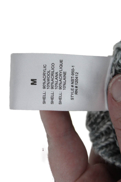 NIA Unisex Gray Striped Crew Neck Long Sleeve Pullover Size M