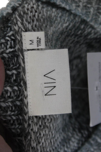 NIA Unisex Gray Striped Crew Neck Long Sleeve Pullover Size M
