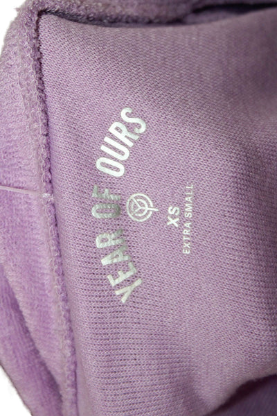 Year Of Ours Women Button Down Collared Short Sleeve Purple Blouse Size XS
