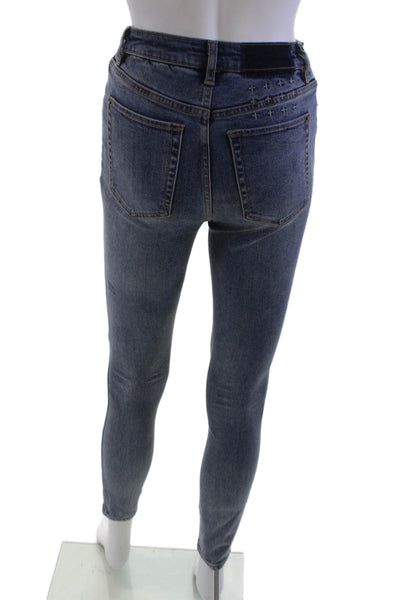 Ksubi Women Ankle Skinny Jeans Dark Blue Mid Rise 26 Inseam Size 25