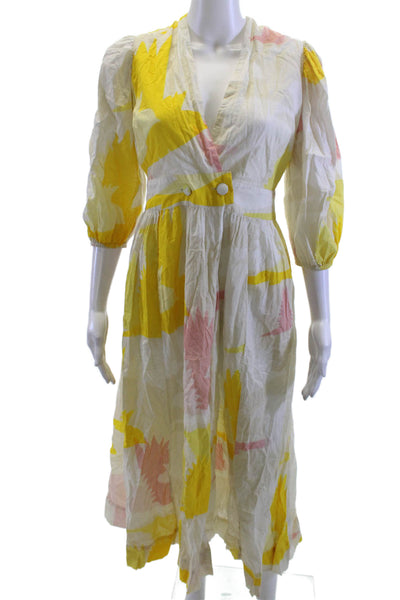 Tallulah And Hope Womens Maxi Wrap Dress White Floral 3/4 Sleeve Size 4