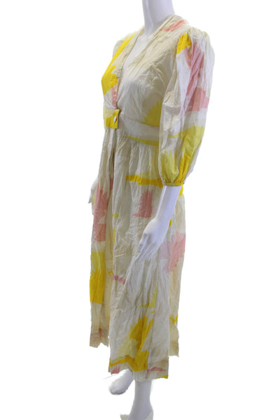 Tallulah And Hope Womens Maxi Wrap Dress White Floral 3/4 Sleeve Size 4