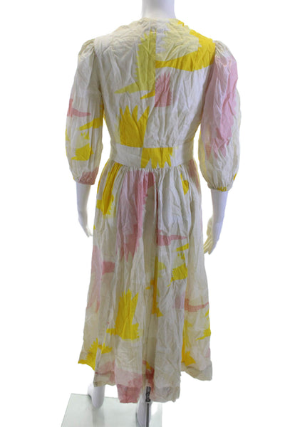 Tallulah And Hope Womens Maxi Wrap Dress White Floral 3/4 Sleeve Size 4