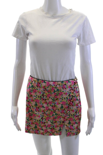 For Love & Lemons Womens Mini Floral Pencil Skirt Black Size S