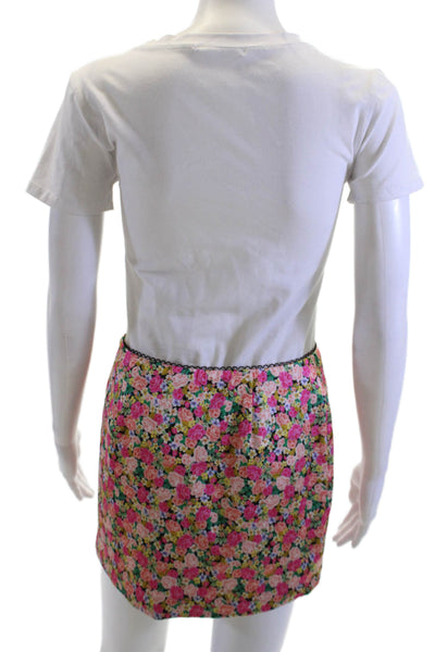 For Love & Lemons Womens Mini Floral Pencil Skirt Black Size S