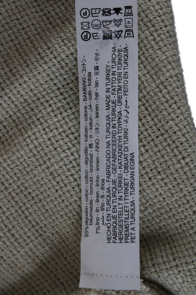 Zara Women Peasant Maxi Skirt Beige Cotton Linen Long Size L