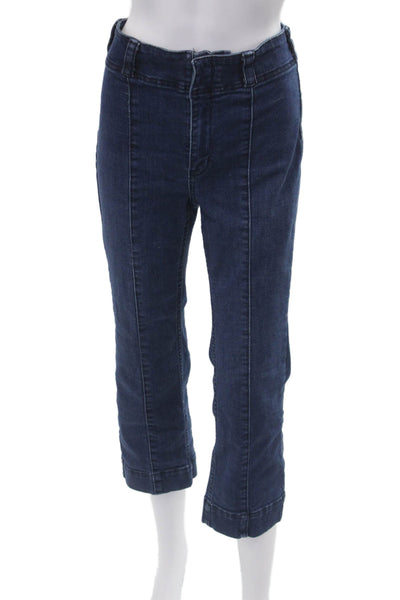 Pilcro Anthropologie Womens Cropped Dark Blue Jeans Mid Rise Size 27