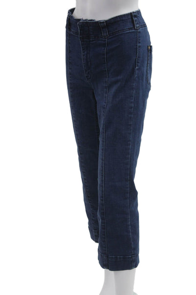 Pilcro Anthropologie Womens Cropped Dark Blue Jeans Mid Rise Size 27
