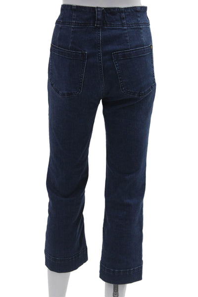Pilcro Anthropologie Womens Cropped Dark Blue Jeans Mid Rise Size 27