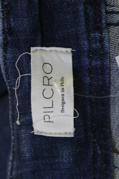 Pilcro Anthropologie Womens Cropped Dark Blue Jeans Mid Rise Size 27