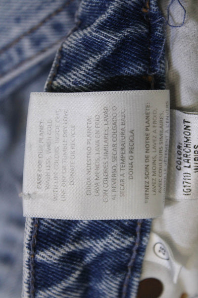 Grlfrnd Womens Blue Cropped Straight Mid Rise Jeans 100% Cotton Size 25