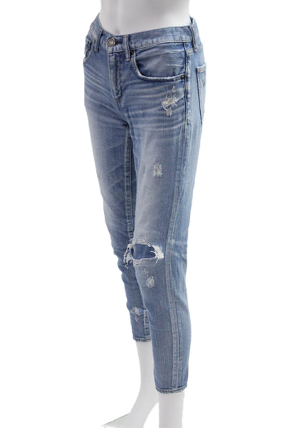Moussy Womens Ankle Cropped Light Blue Jeans Mid Rise Size 25