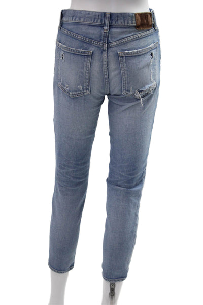 Moussy Womens Ankle Cropped Light Blue Jeans Mid Rise Size 25