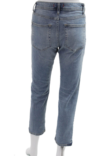 Zara Womens Cropped Ankle Mid Rise Blue Cotton Elastane Jeans Size 0