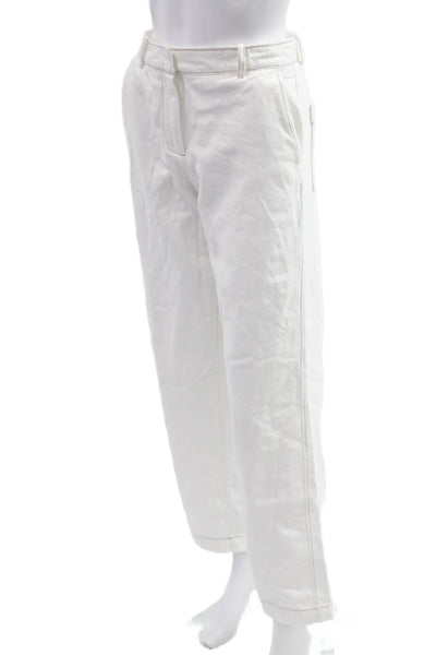 Zara Women Cropped Chino Pants White 100% Cotton Size XS