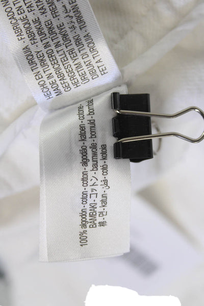 Zara Women Cropped Chino Pants White 100% Cotton Size XS