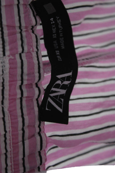 Zara Unisex Pink Striped Beach Drawstring Shorts Size XS
