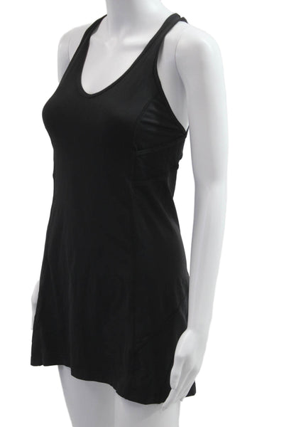 Lululemon Women Tank Dress Black V-Neck Short Nylon Blend Size 4