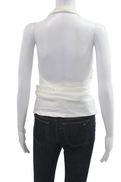 Zara Women White Sleeveless Tank Polyester Viscose Elastane Size XS