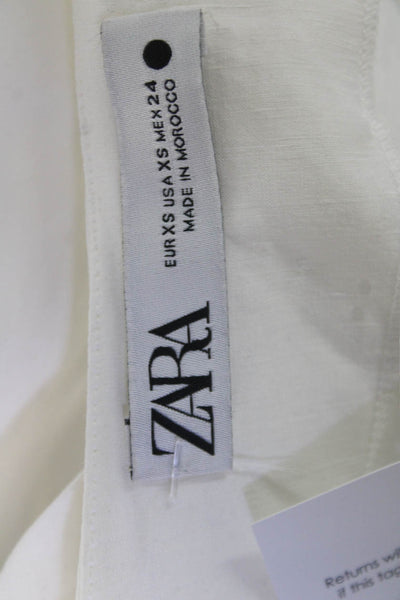 Zara Women White Sleeveless Tank Polyester Viscose Elastane Size XS