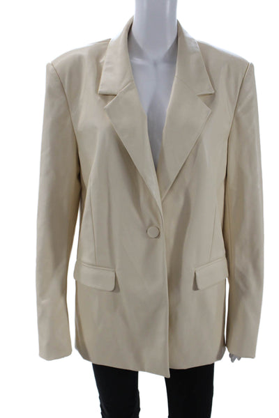 Weworewhat Womens Long Sleeve Button Blazer Nude Size M