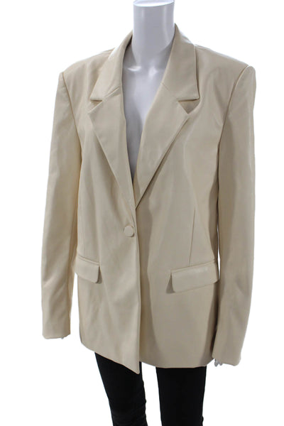 Weworewhat Womens Long Sleeve Button Blazer Nude Size M