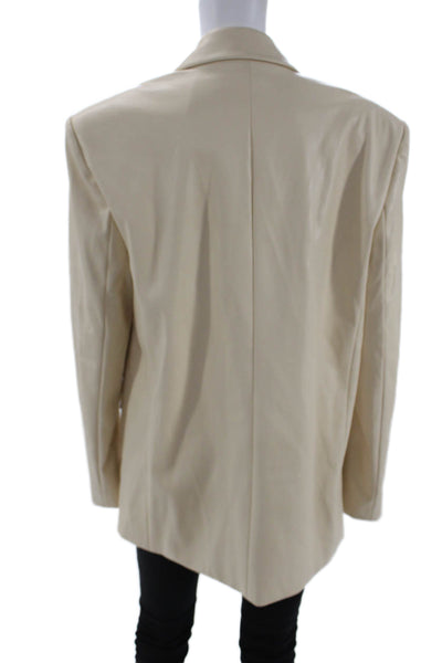 Weworewhat Womens Long Sleeve Button Blazer Nude Size M