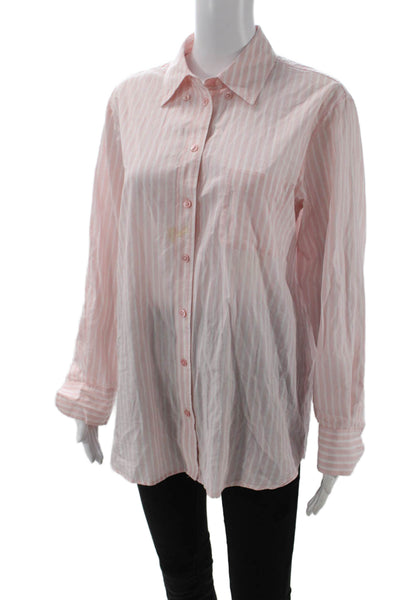 Equipment Femme Womens Striped Collared Cotton Button-Up Long Sleeve Size S