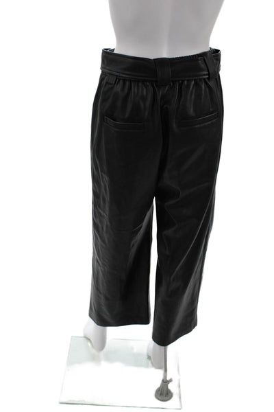 Suncoo Women Cropped Paperbag Pants Black Recycled Polyester Buckle Size S