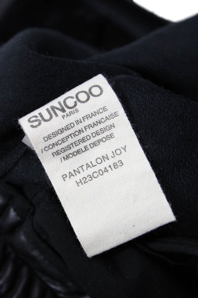 Suncoo Women Cropped Paperbag Pants Black Recycled Polyester Buckle Size S