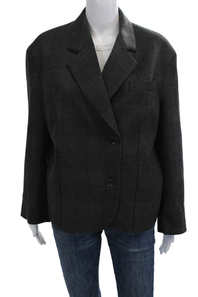 Vicolo Women Classic Check Dark Gray Blazer Collared Button Long Sleeve Size S